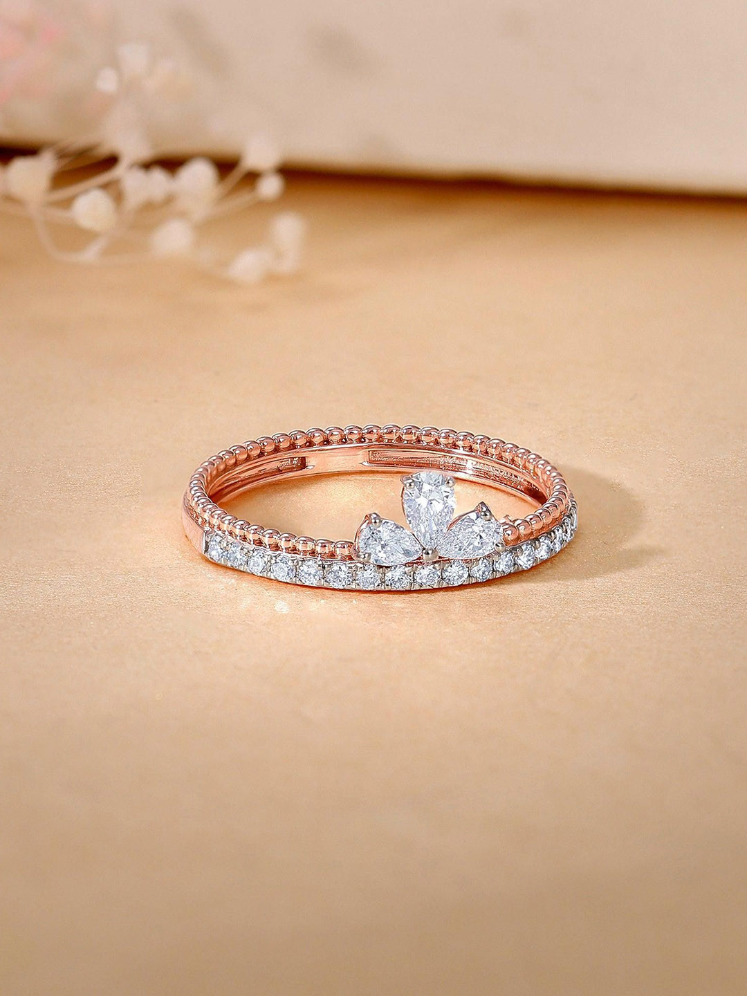 GIVA 14Kt Gold Glam Ring With 0.41 Carat Lab Grown Diamond-1.45 gms