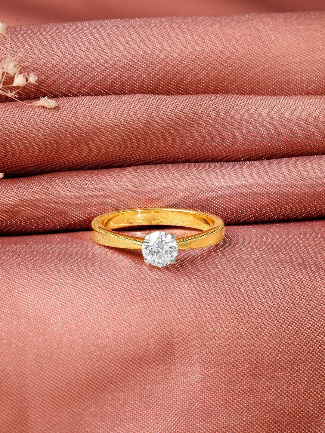 GIVA Gold Tapered Solitaire Diamond Ring-2.338 gms