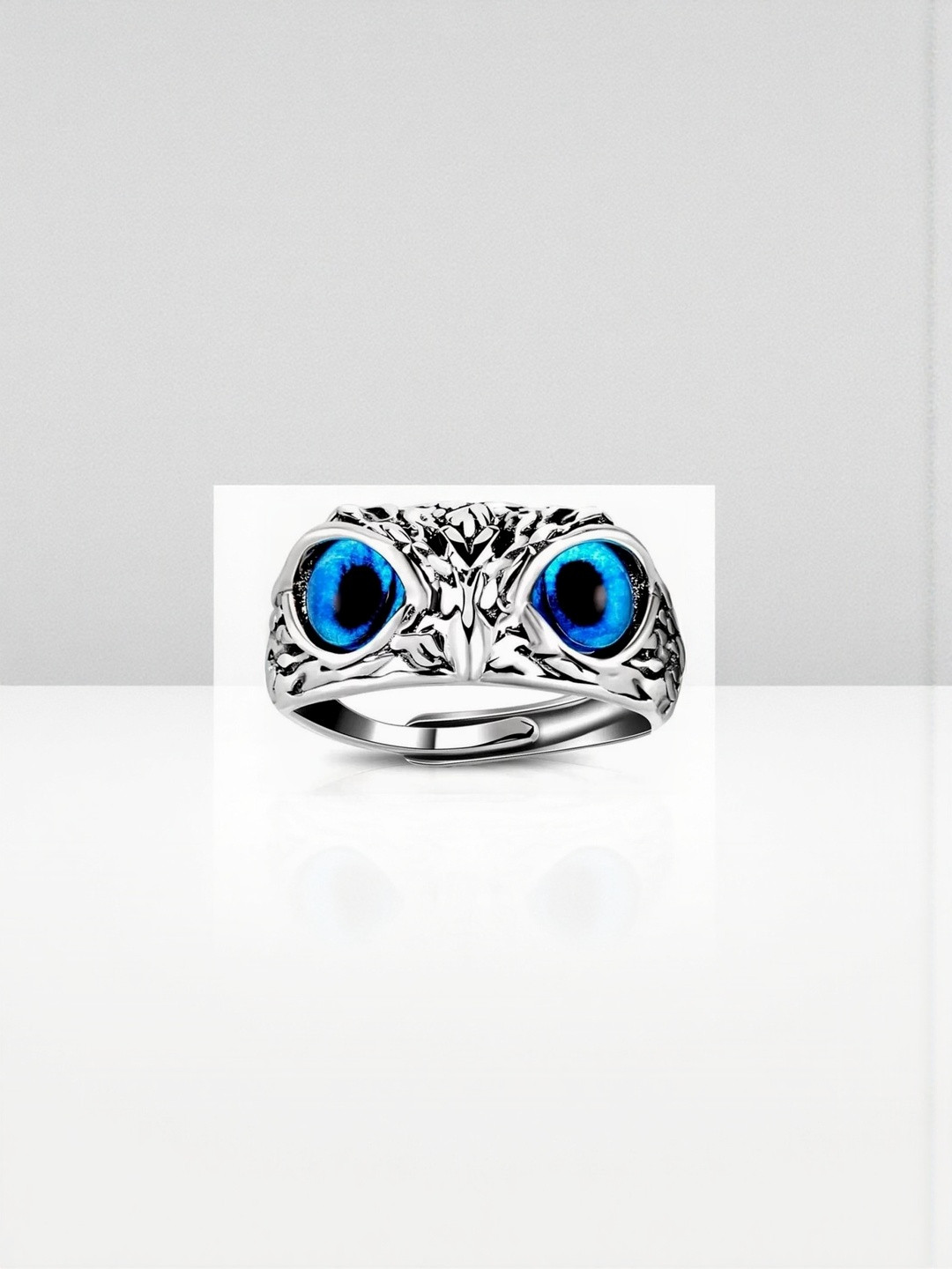 J.S ENTERPRISES Unisex Stainless Steel Owl Design Finger Ring