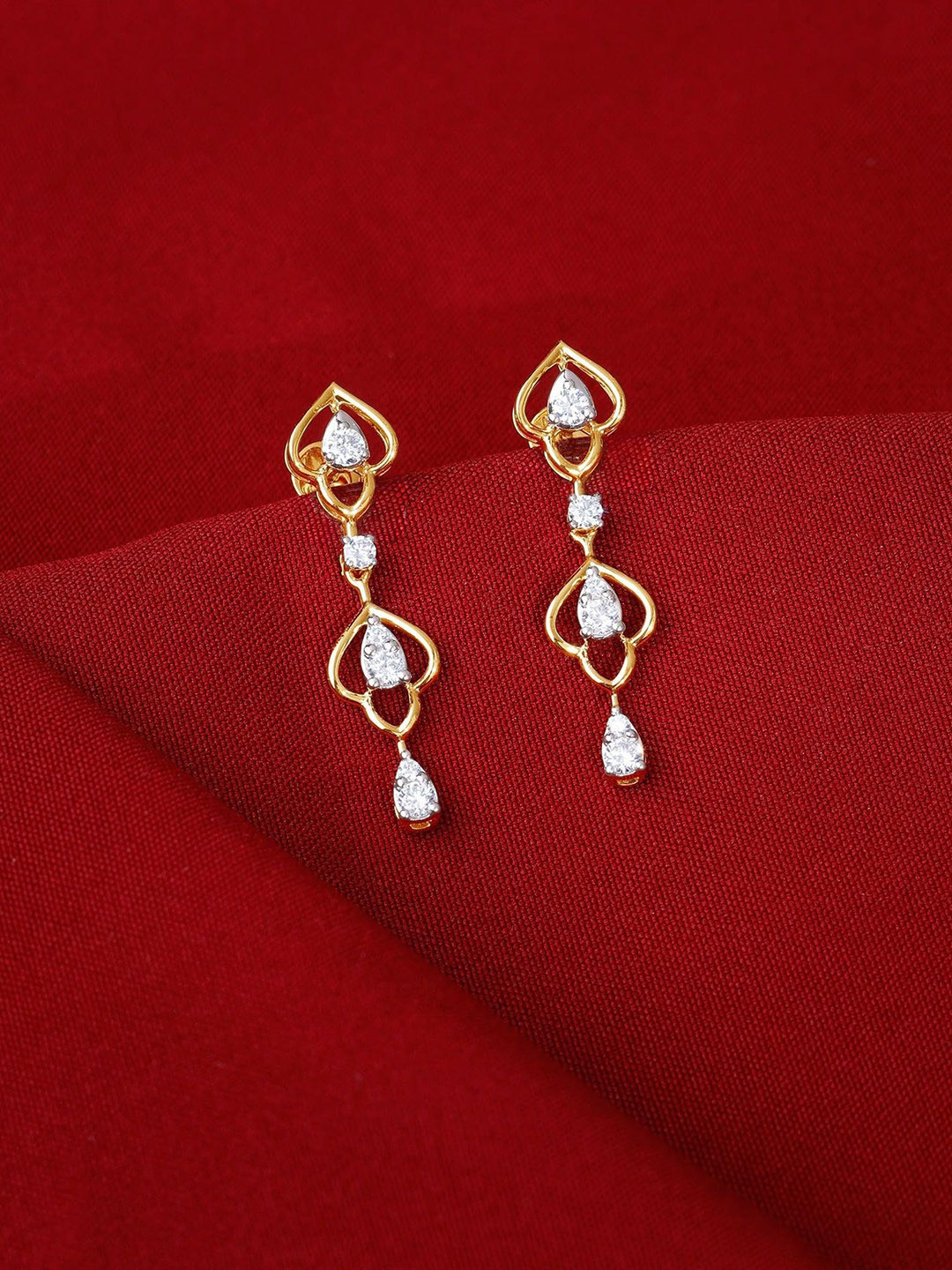 GIVA 18Kt Gold Hearts in Harmony Lab Grown Diamond Earrings-1.745 gms
