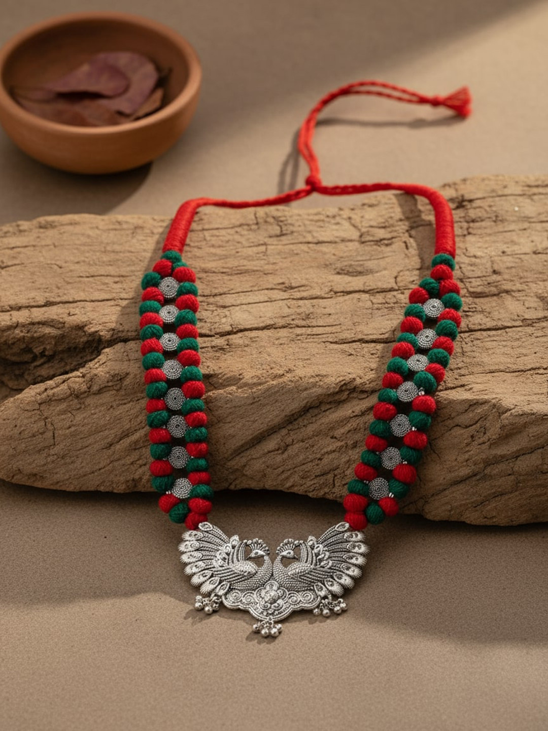 FIROZA Peacock Shaped Brass Necklace