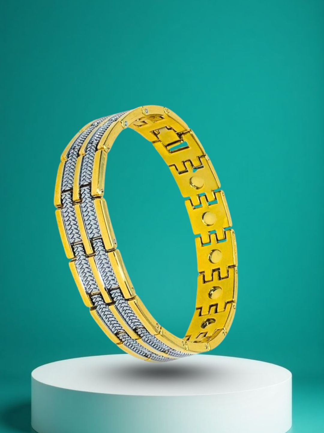 RKB Sales Men Stainless Steel Gold-Plated Link Bracelet