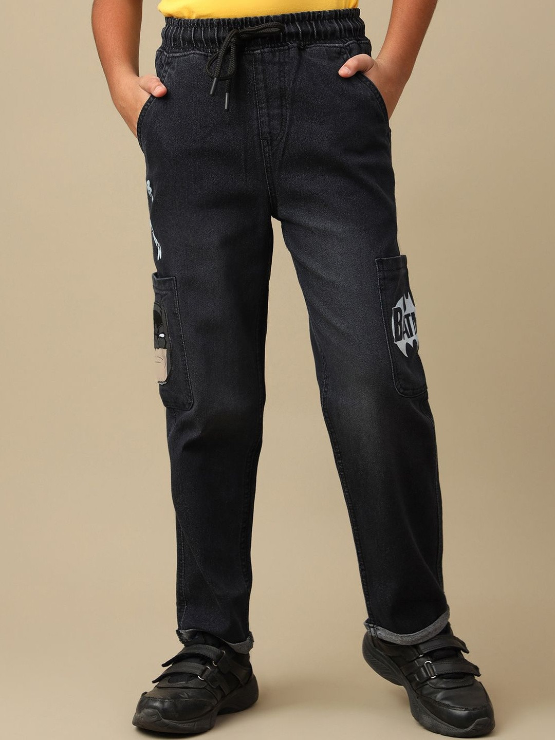 Kids Ville Boys Batman Printed Denim Regular Fit Track Pants
