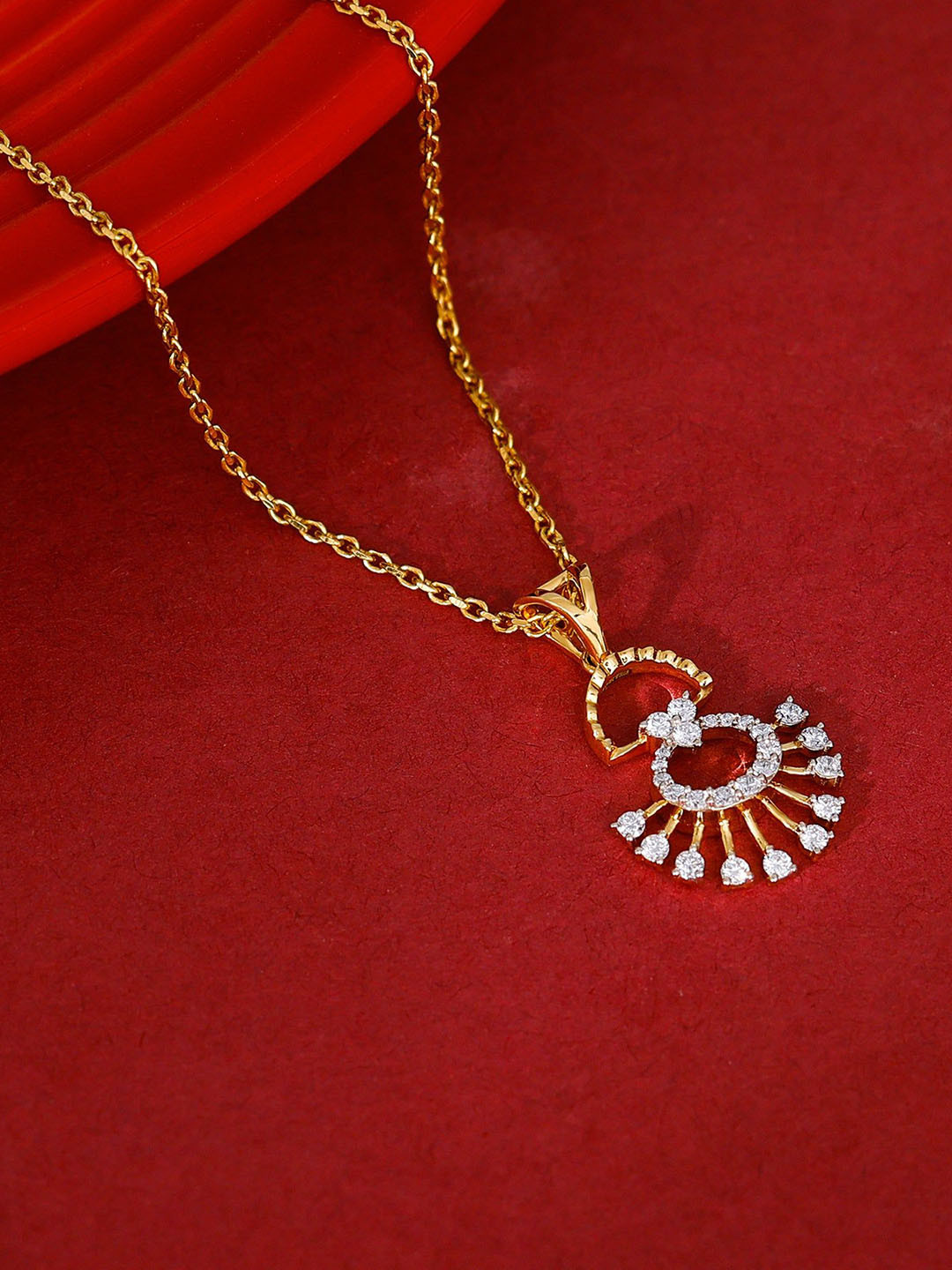 GIVA Women Gold Serene Moments Diamond Pendant