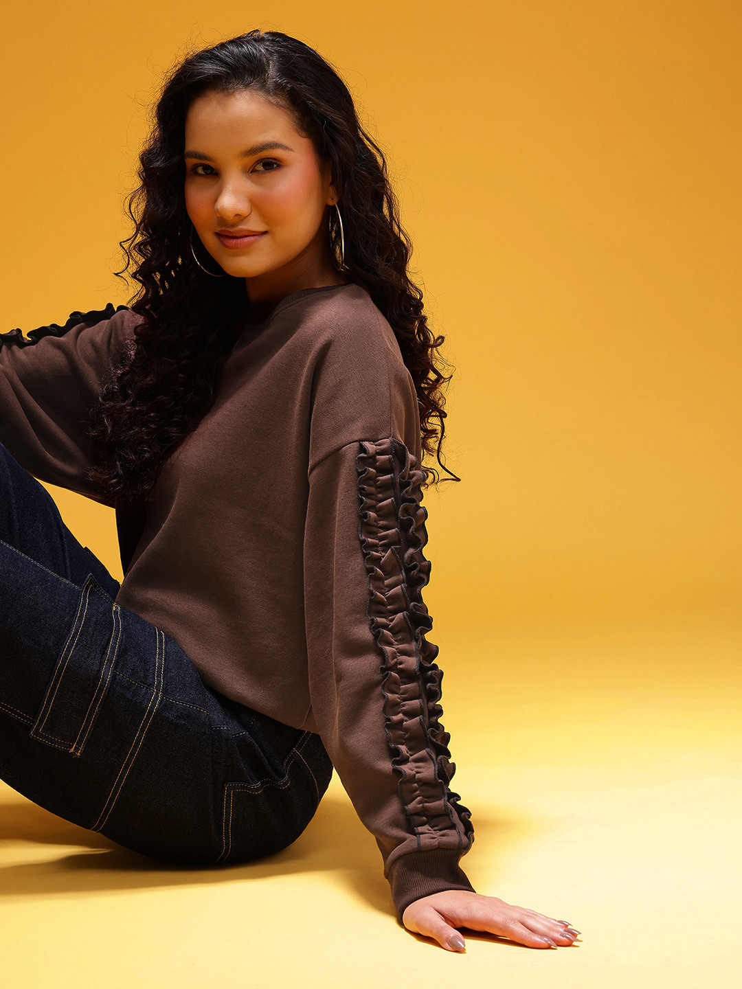 HERE&NOW Ruffled Detail Oversized Sweatshirt