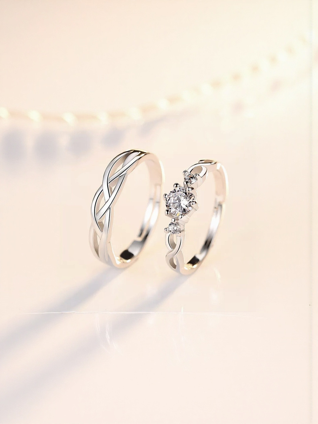 Teeragaj Set Of 2 Stone Studded Couple Rings