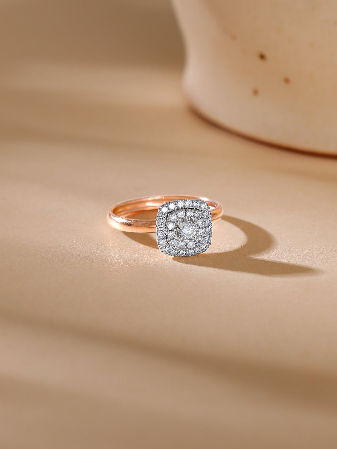 GIVA Rose Gold Memorabilia Solitaire Diamond Ring-1.98 gms