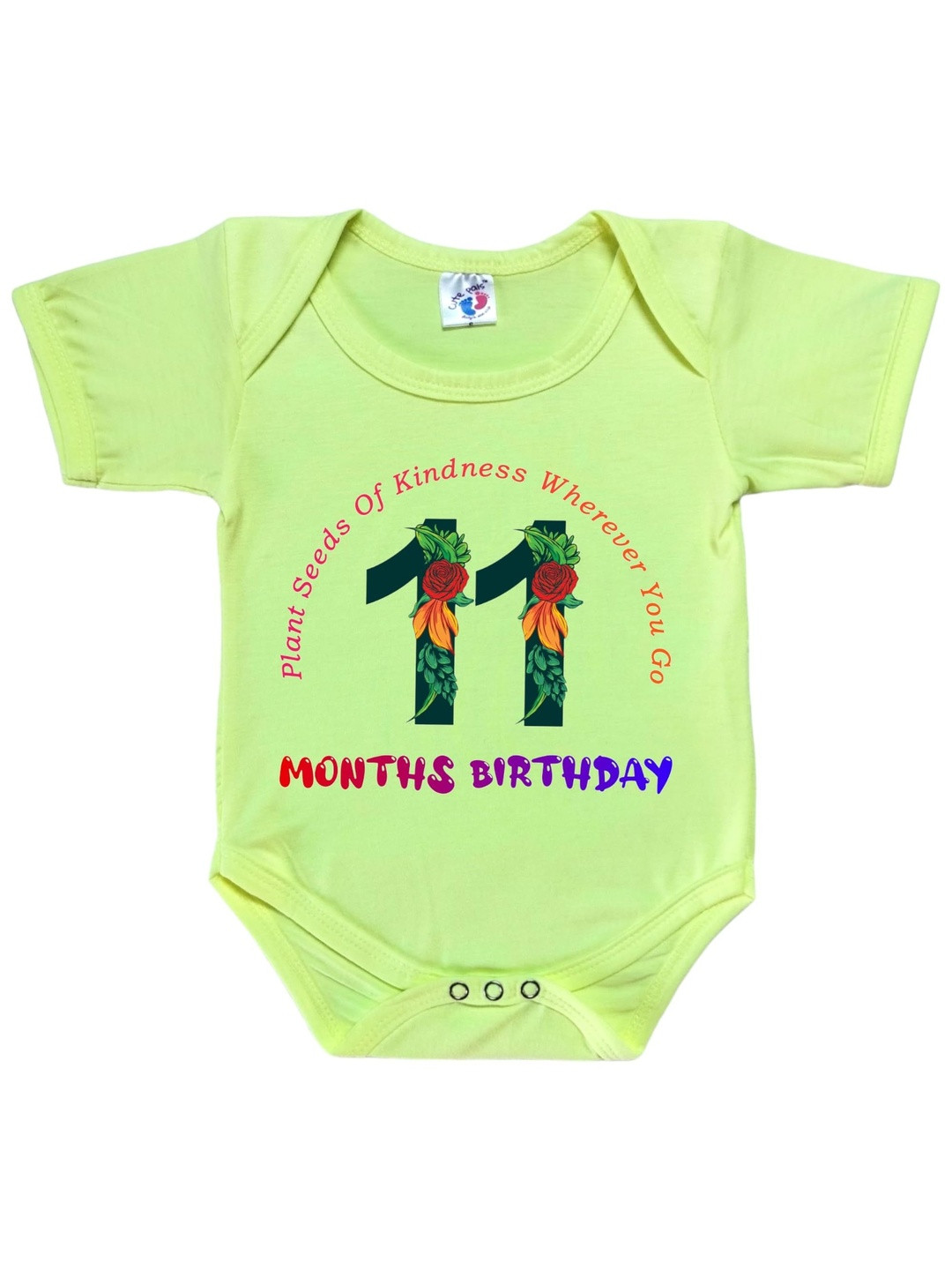 Cute Pals Monthly Milestone Eleven Month Birthday Baby Romper Onesie Bodysuit