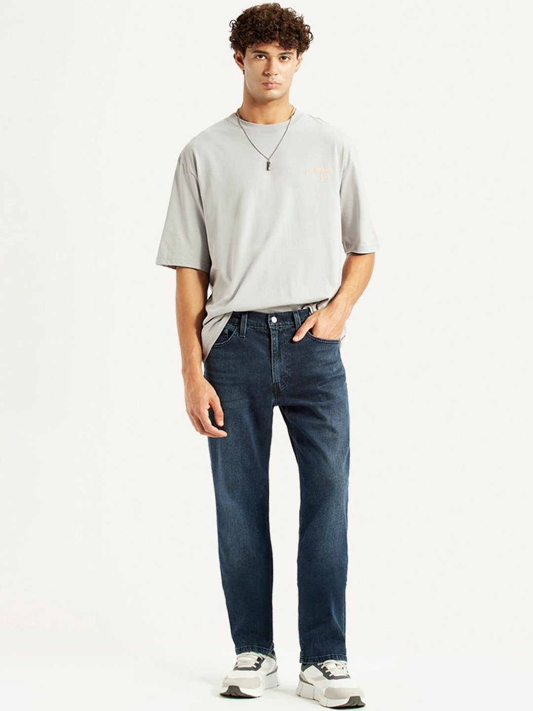 Levis Men Classic Dark-Blue Tapered Fit Mid-Rise Light Fade Stretchable Jeans