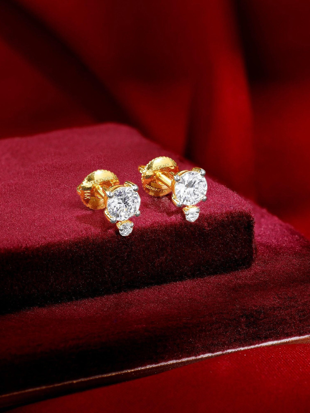 GIVA 14Kt Yellow Gold Lab Grown Celeste Solitaire Diamond Earrings-1.362 gms