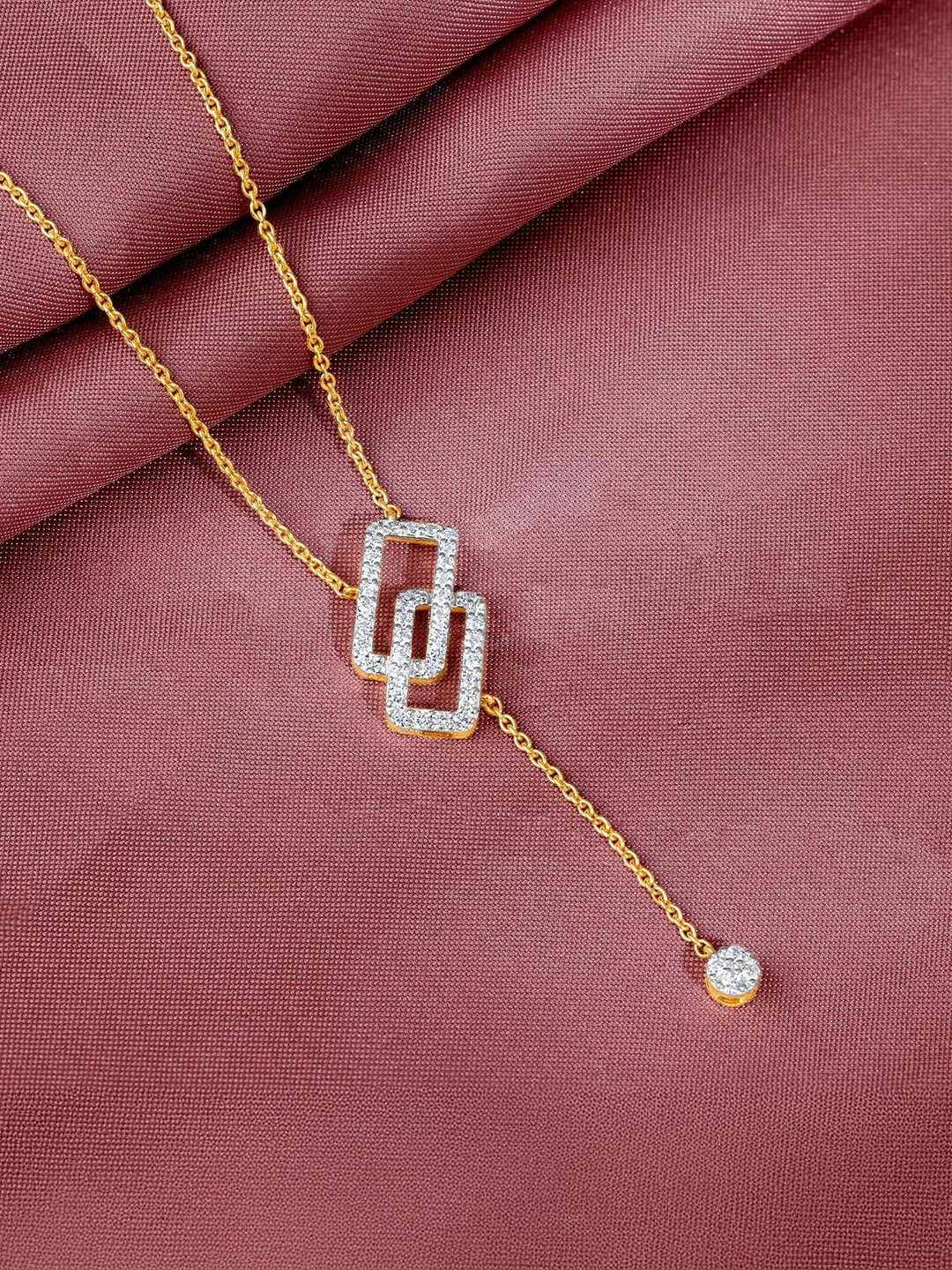 GIVA Women 14KT Gold Diamond Necklace-3.81 gms