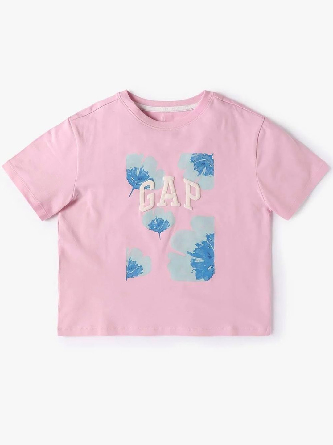 GAP Girls Floral Printed Logo Detail Relaxed Fit Crew Neck T-shirt