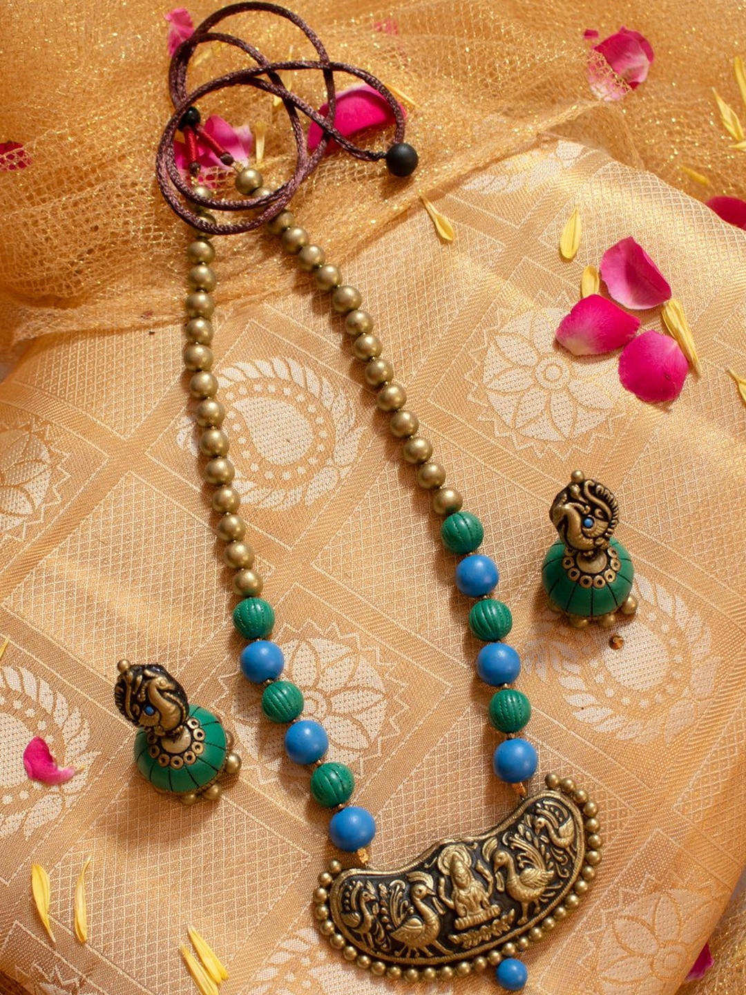 JUMKEY Artificial Beaded Antique Necklace With Jhumkas