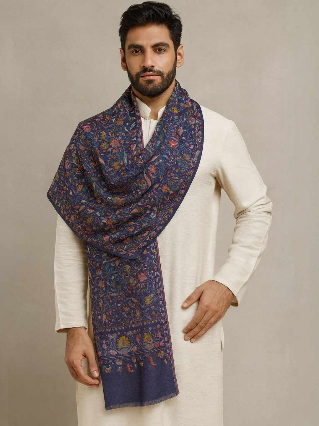 MUFFLY Floral Soft Bamboo Kalamkari Printed Shawl