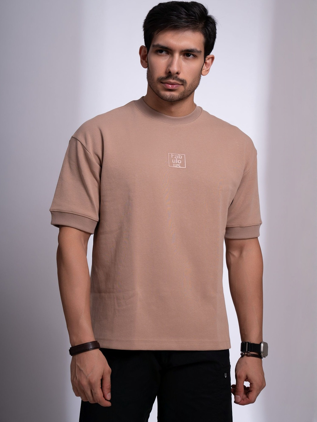 nostrum Drop-Shoulder Sleeves Oversized Cotton T-shirt