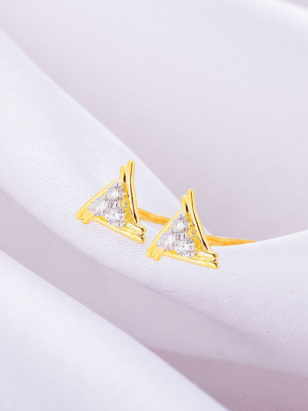 GIVA 14KT Geometric Trio Diamond Earrings-0.71 gms