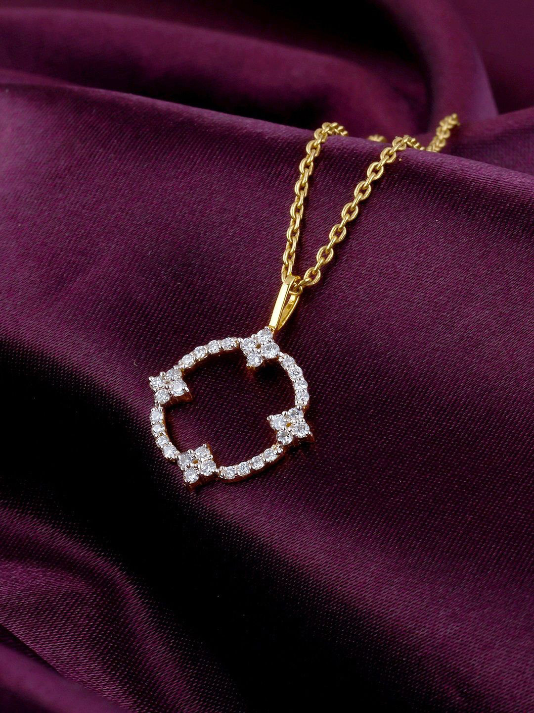 GIVA 14KT Circle Of Hope Diamond Pendant-0.88 gms