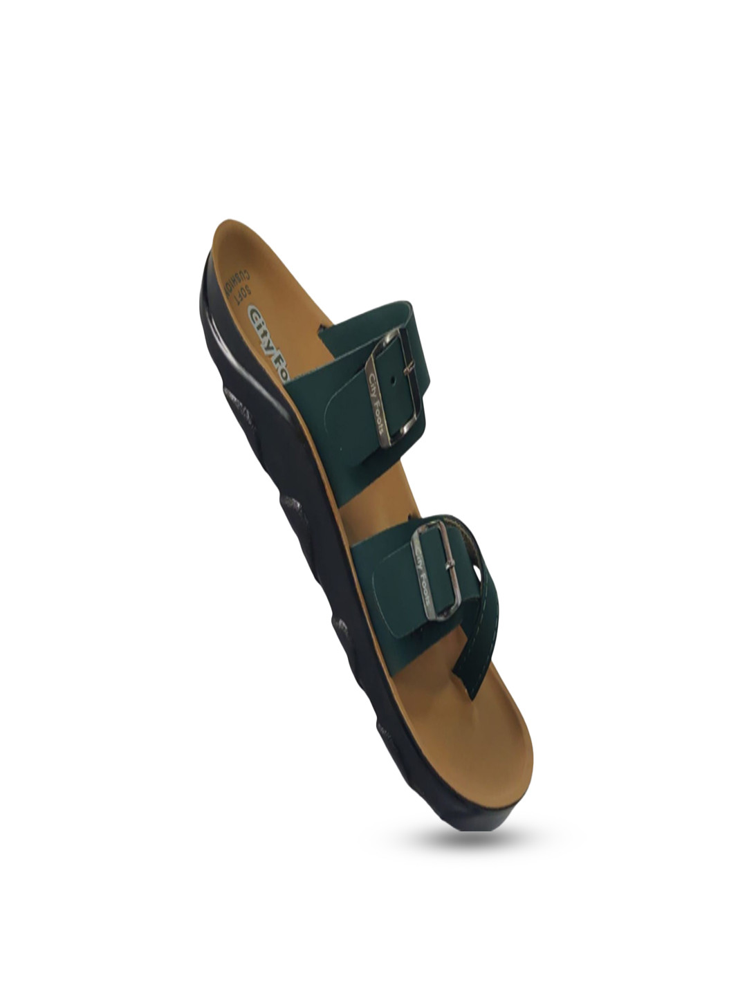 CITY FOOTS Men Colourblocked Sliders Flip Flops With Buckles