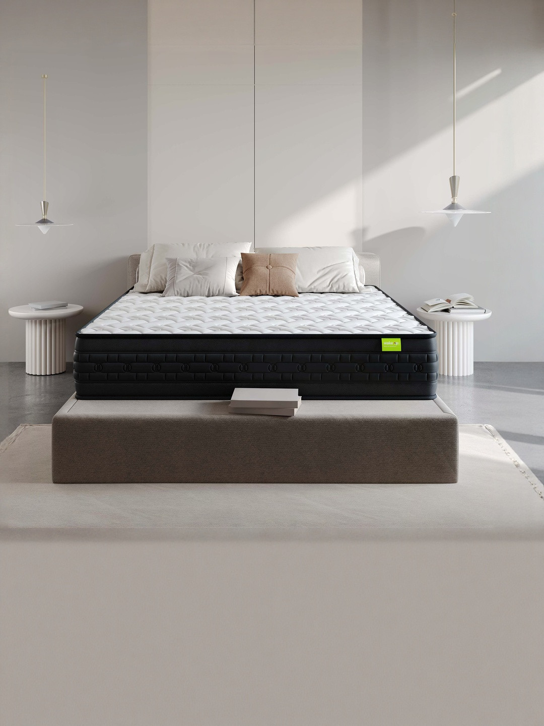 Wakeup India White & Black Quilted Riserox Luxe Comfort Pocket Spring Singe Mattress