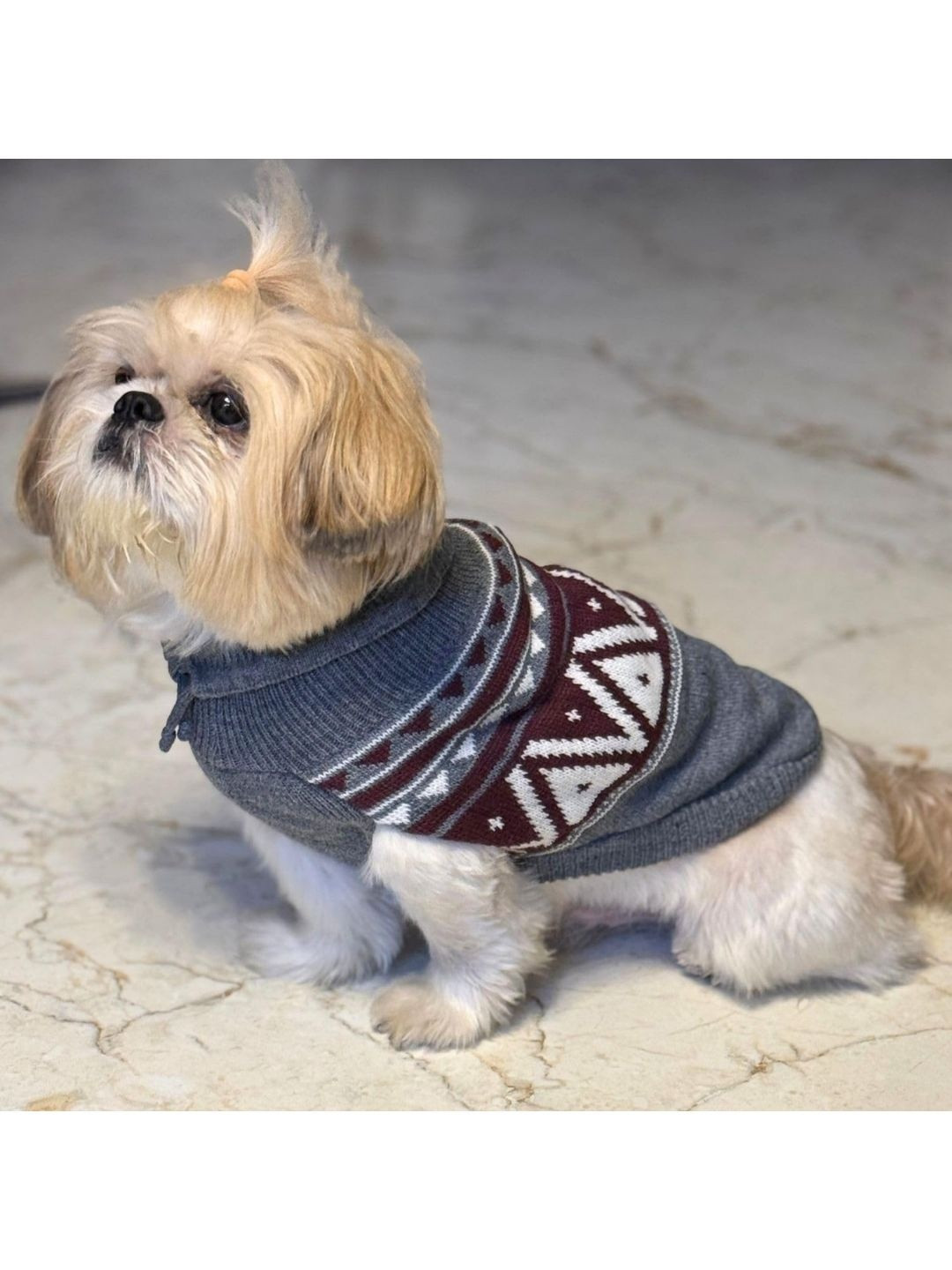 Lulala Geometric Printed Dogs & Cats Sweater