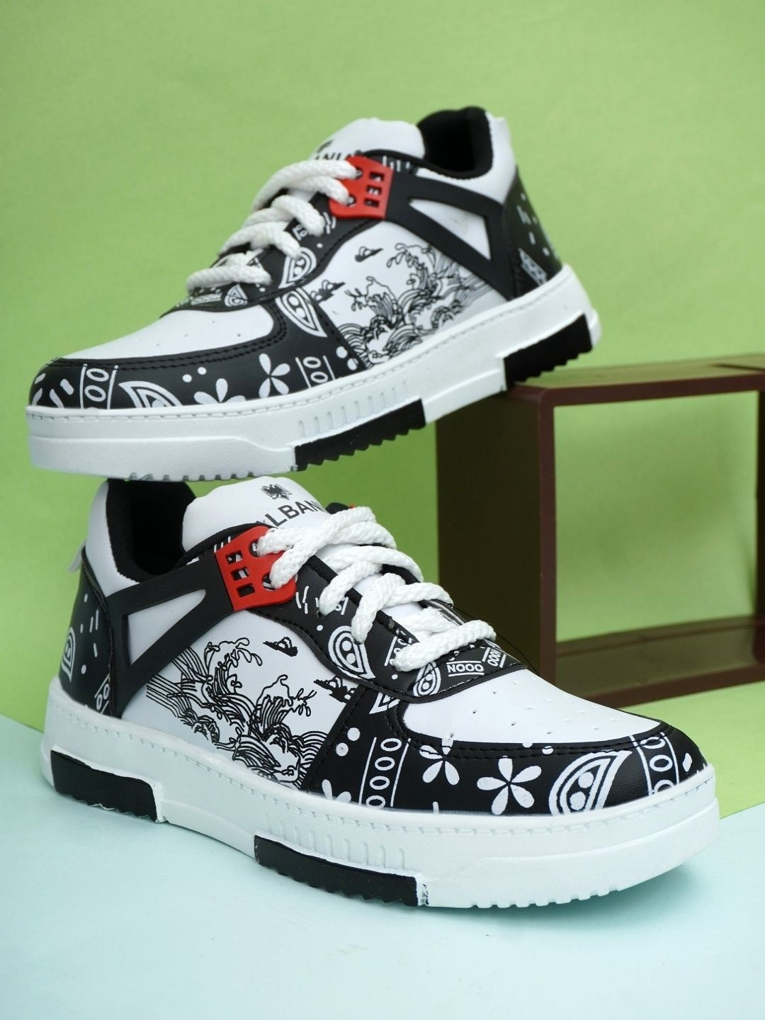 albania Men Printed Round Toe Lace Ups Lightweight Sneakers