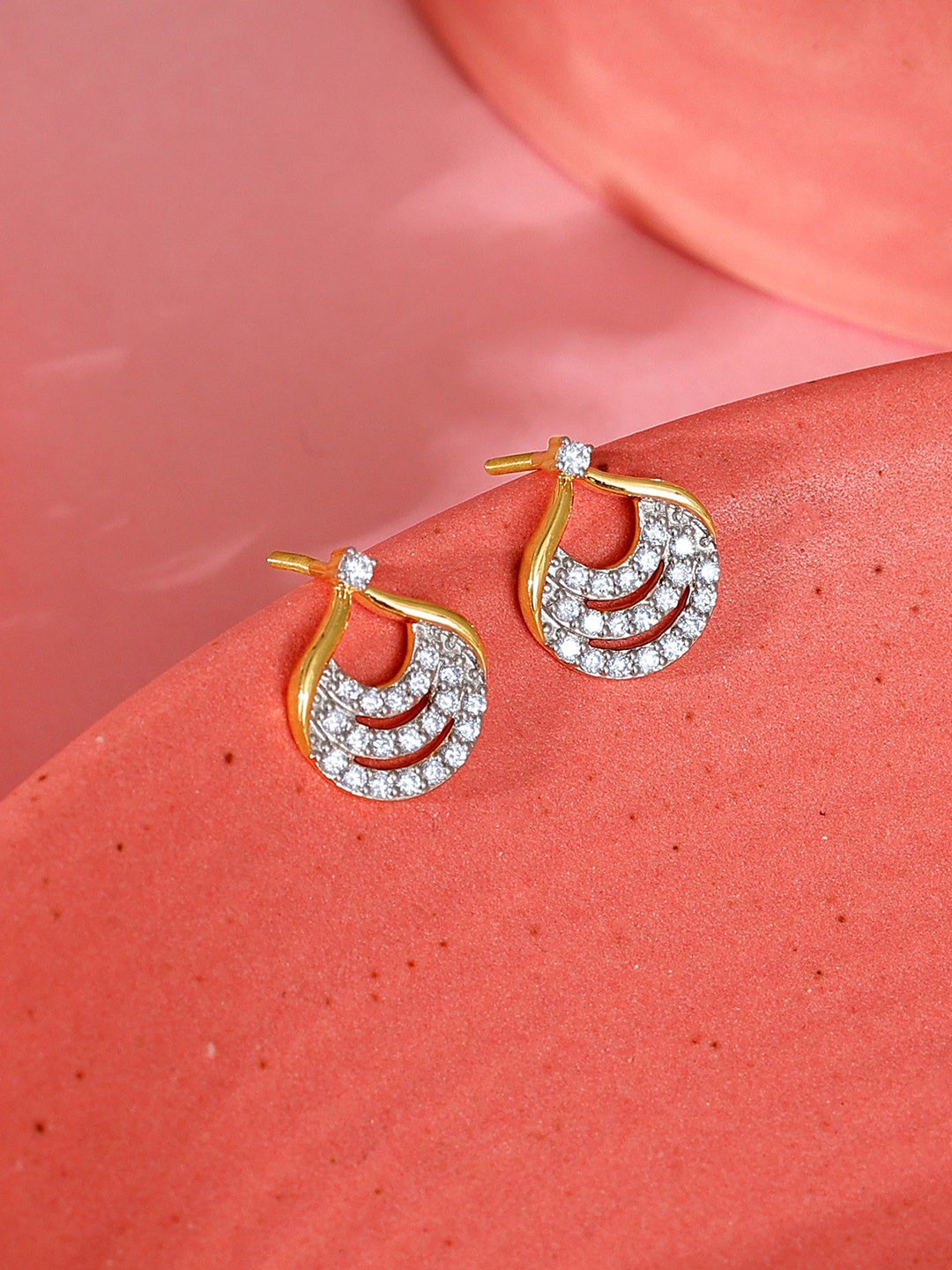 GIVA Women Gold Moonbeam Diamond Earrings-2.79 gms