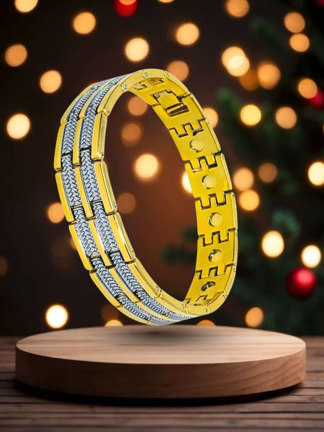 RKB Sales Men Stainless Steel Gold-Plated Link Bracelet