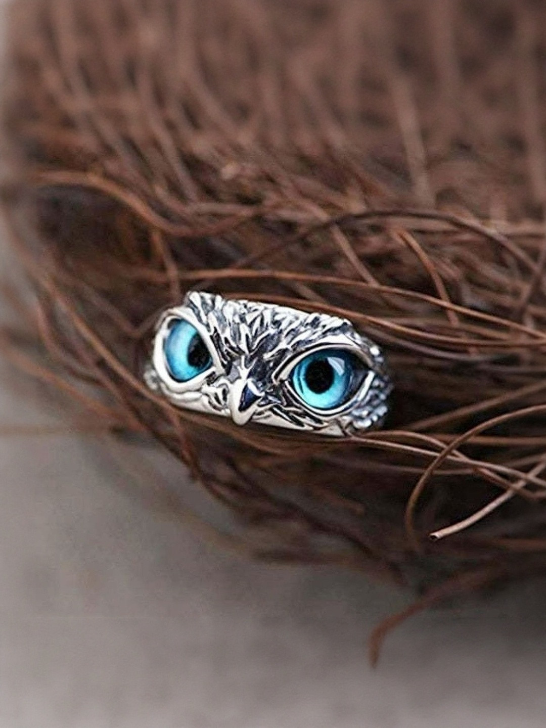 Teeragaj Eye Stainless Steel Stone-Studded Adjustable Finger Ring