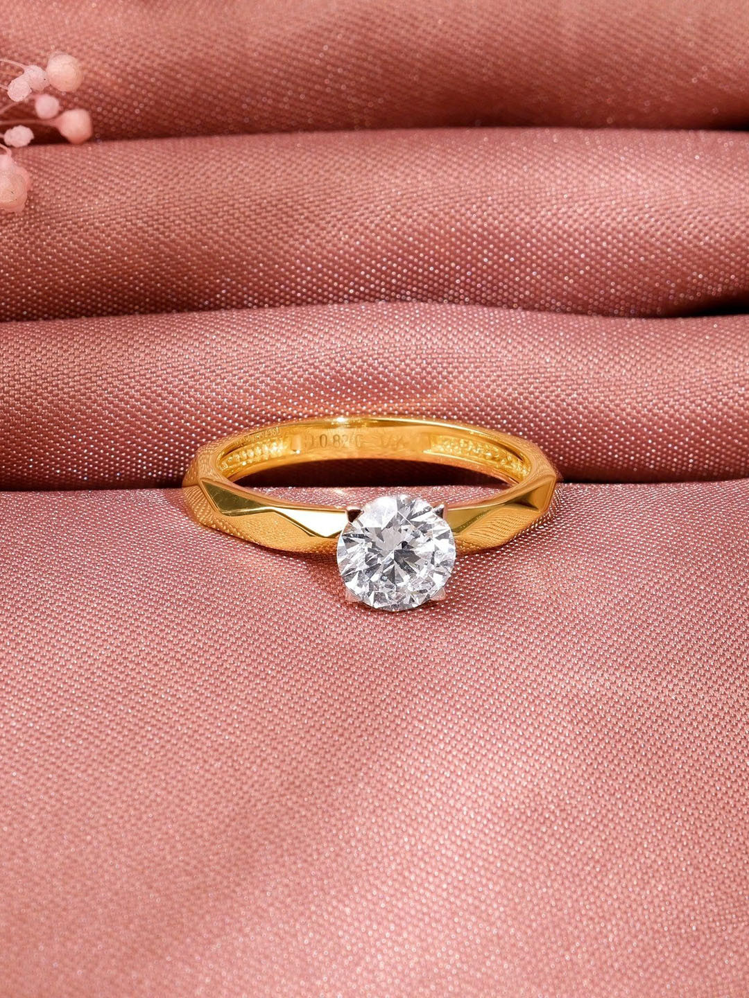 GIVA Gold Vow Solitaire Lab Grown Diamond Ring-2.198 gms