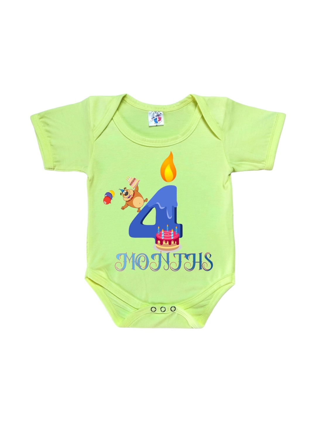 Cute Pals Four Month Birthday Baby Romper Onesie Bodysuit
