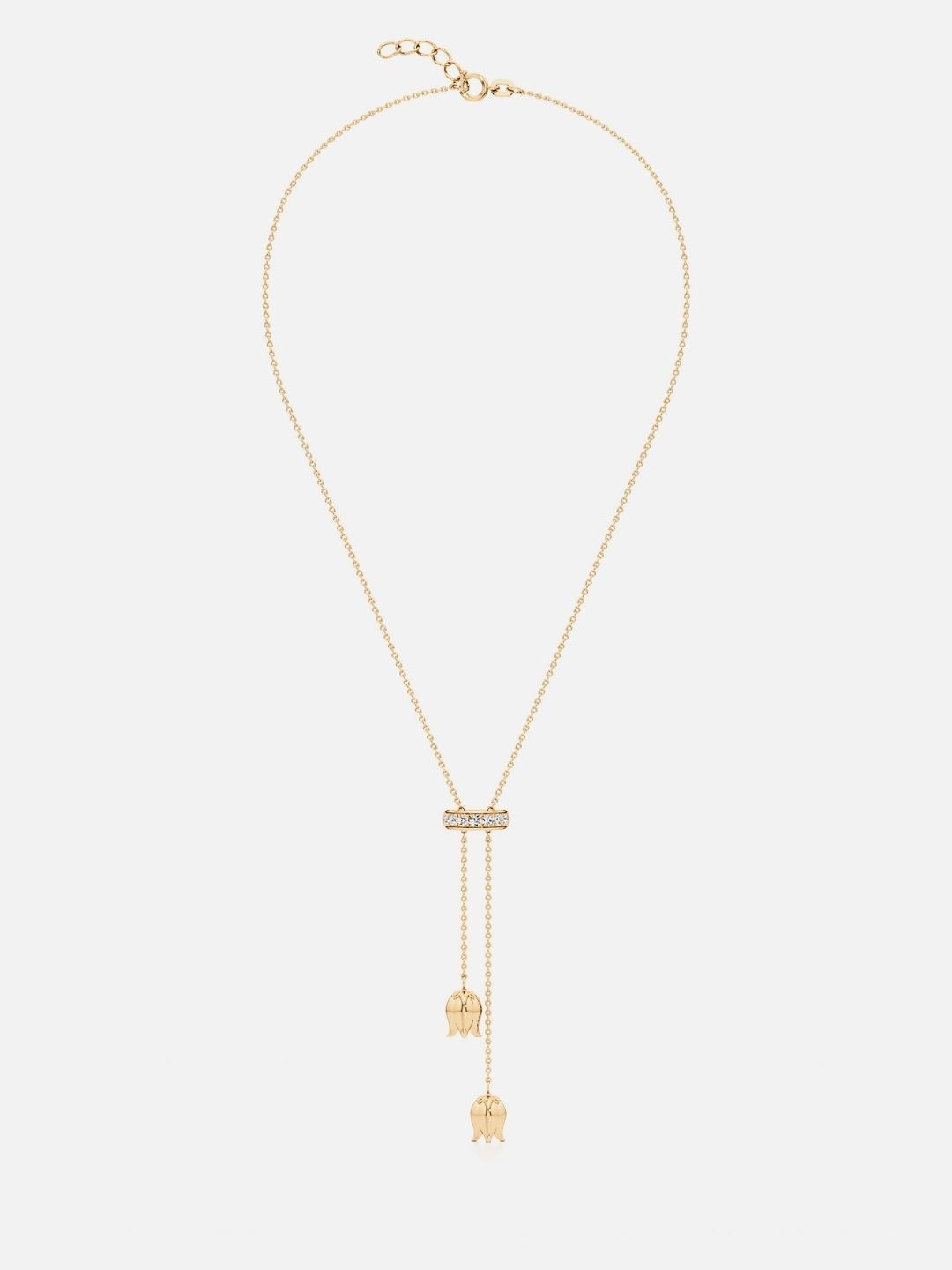 Mirei Women 24 K Gold Micron Plated Cubic Zirconia Stud Sterling Silver Chain