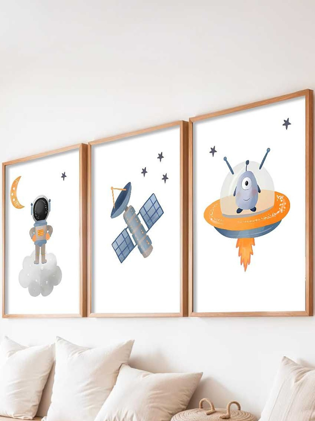 Kotart White & Brown 3 Pieces Cartoon Wooden Wall Art