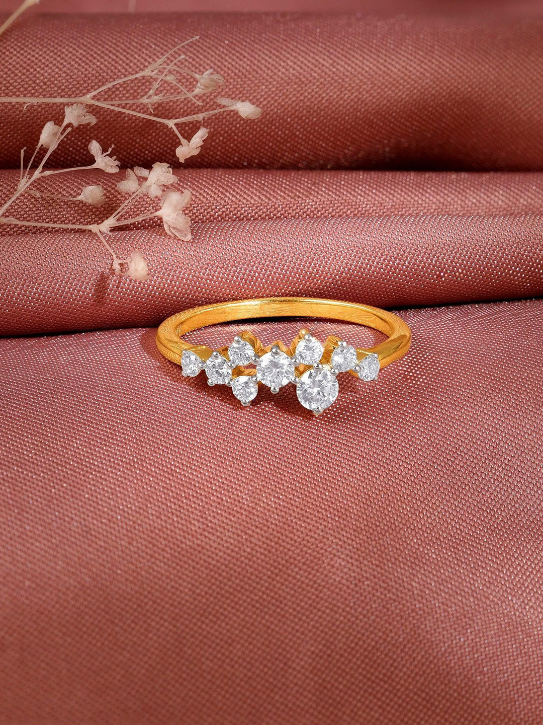 GIVA Women Gold Whispering Dew Lab Grown Diamond Ring-1.872 gms