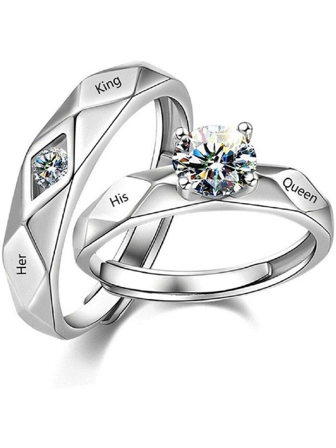 Teeragaj Set Of 2 c-Studded Adjustable Finger Ring