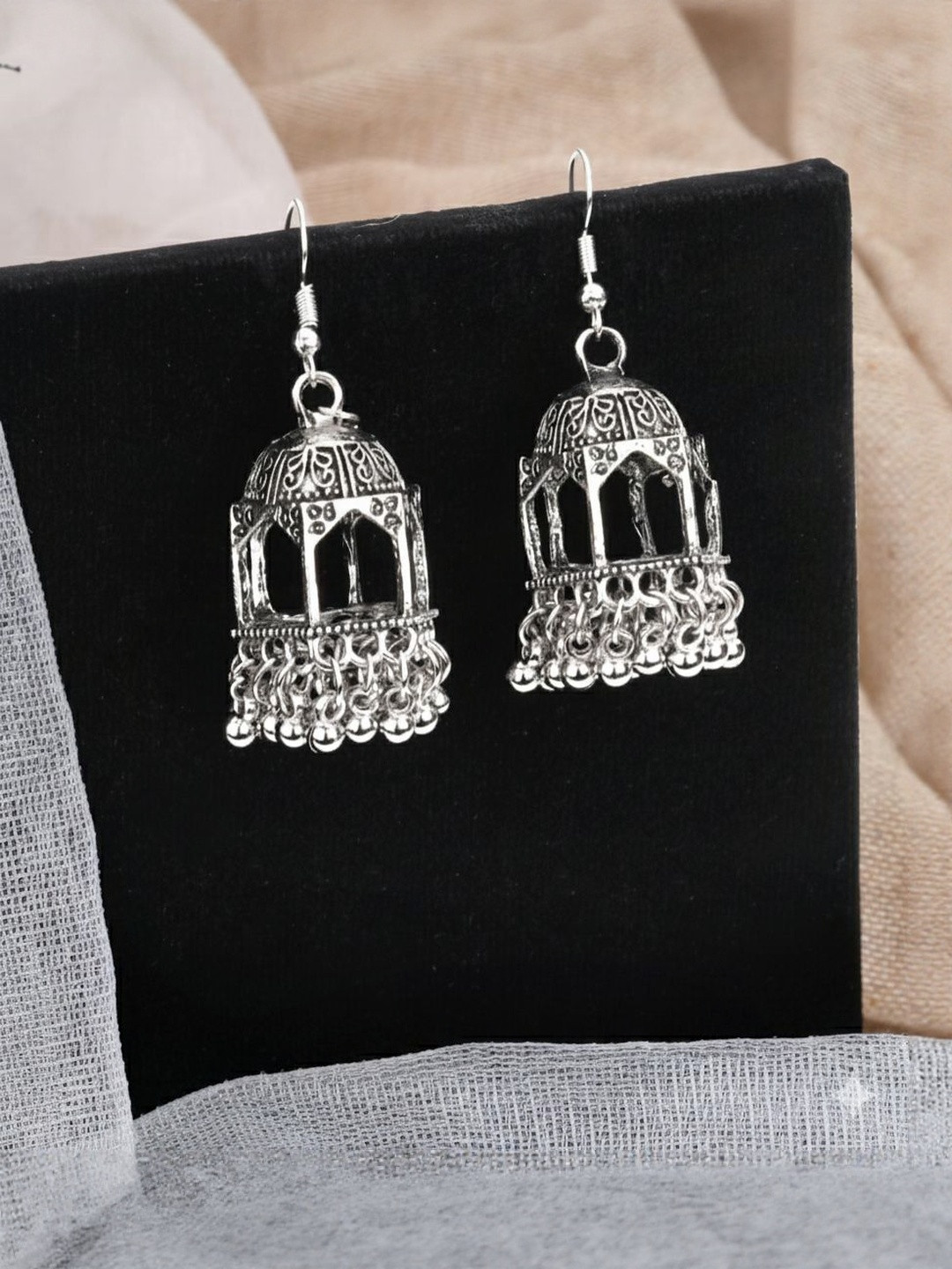 tulsi imitation Artificial Beads Beaded Geometric Jhumkas Earrings