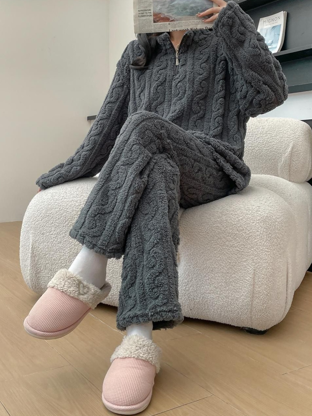 Stem Rope Women Self Design Top & Pyjamas Night suit