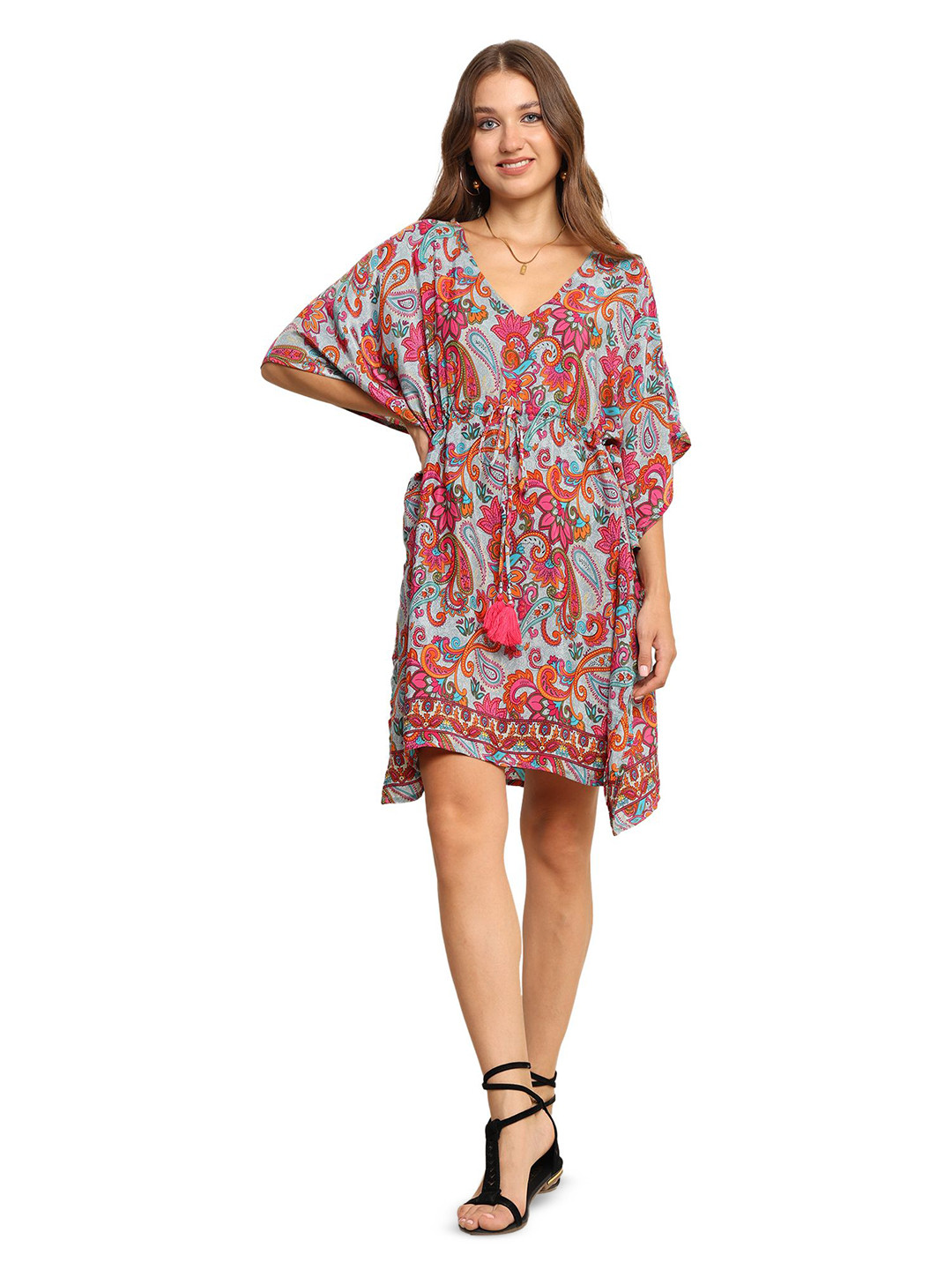 GALE GIRLS Print Batwing Sleeve Kaftan Dress