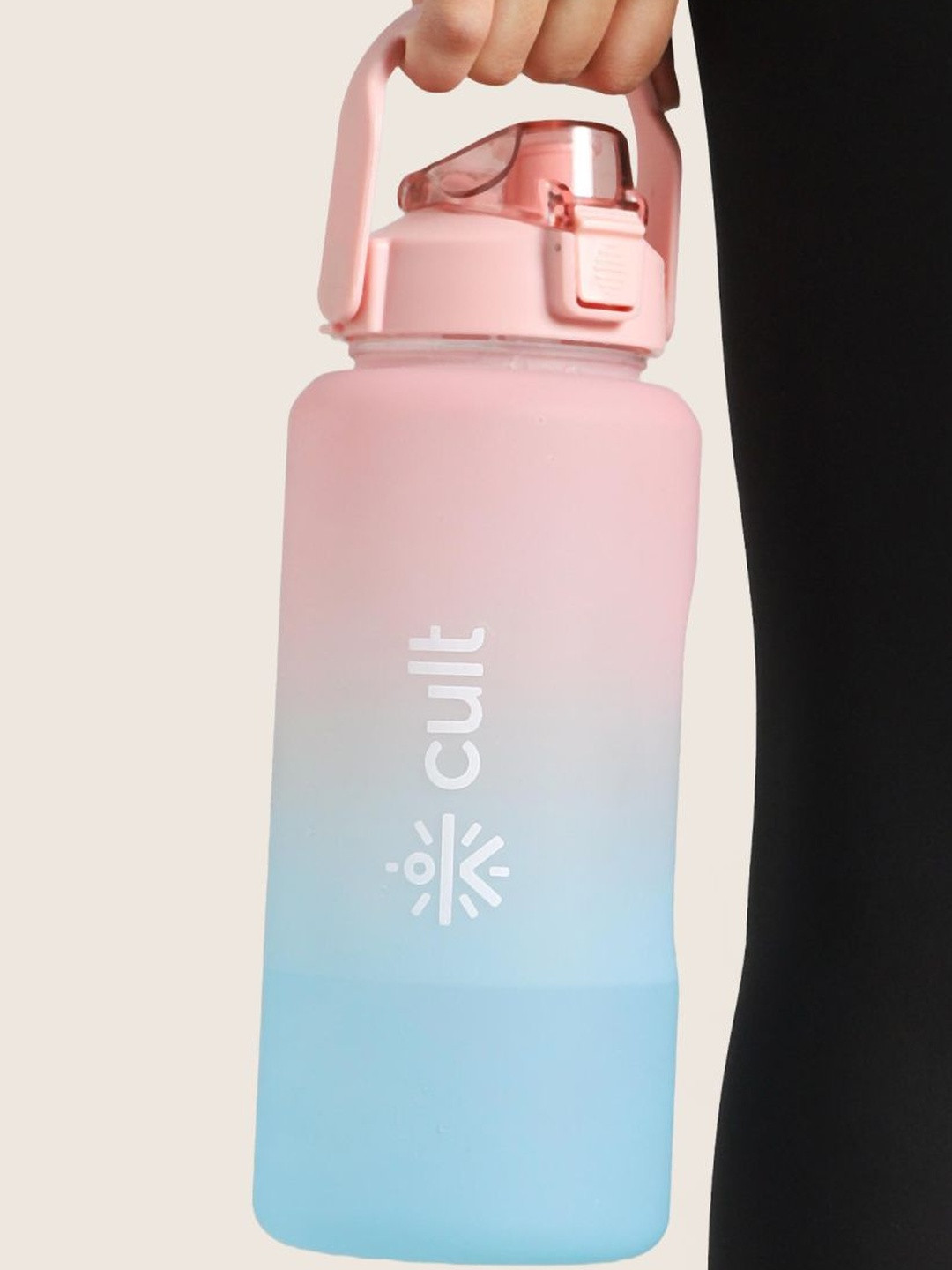 CULT Pink & Blue Brand Logo Printed Motivational Sipper Water Bottle 2L
