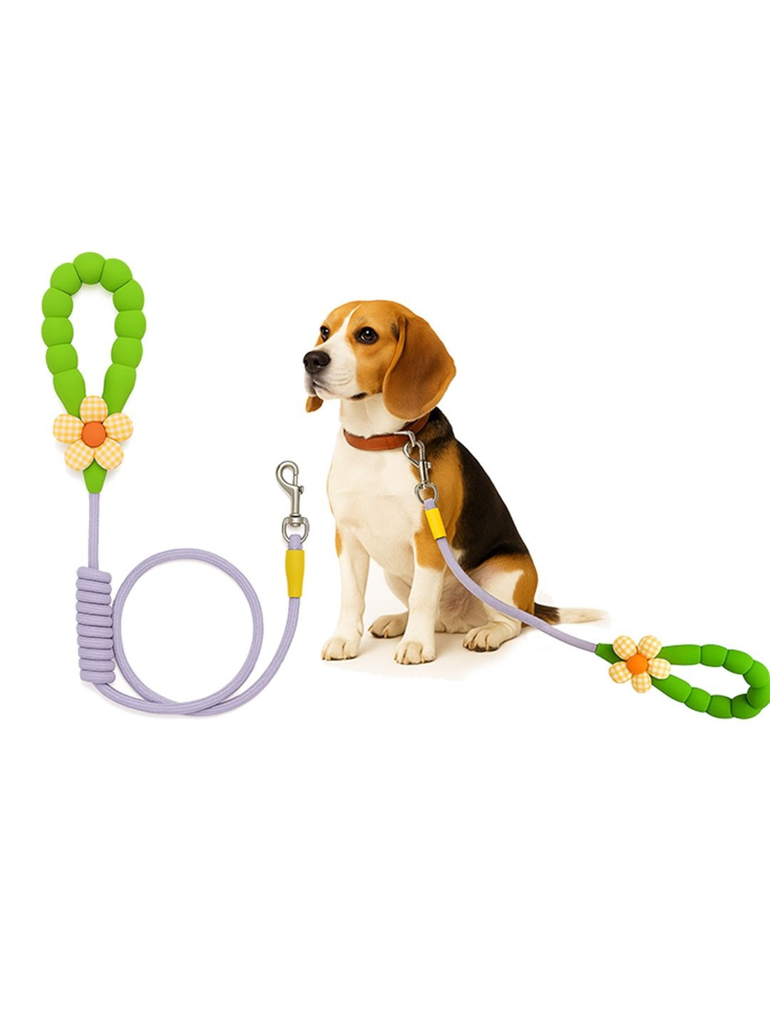 Petbabas Unisex Soft Padded Beaded Dog Leash With Flower Charm