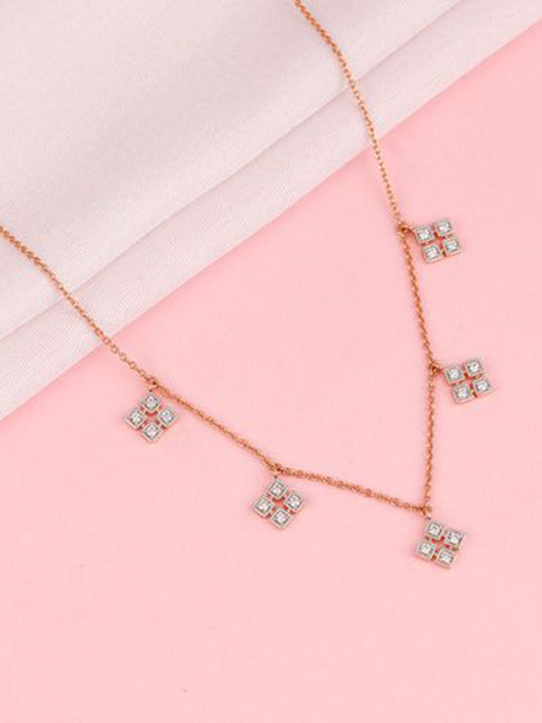 GIVA 14Kt Gold Geometric Necklace & Chains Diamond-3.15 gms