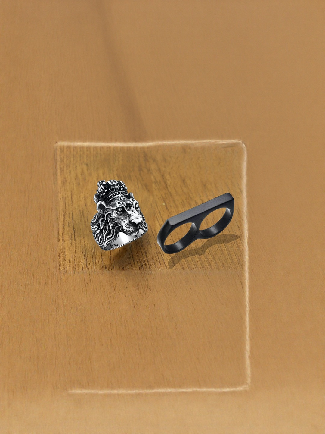Teeragaj Set Of 2 Lion & Double Finger Rings