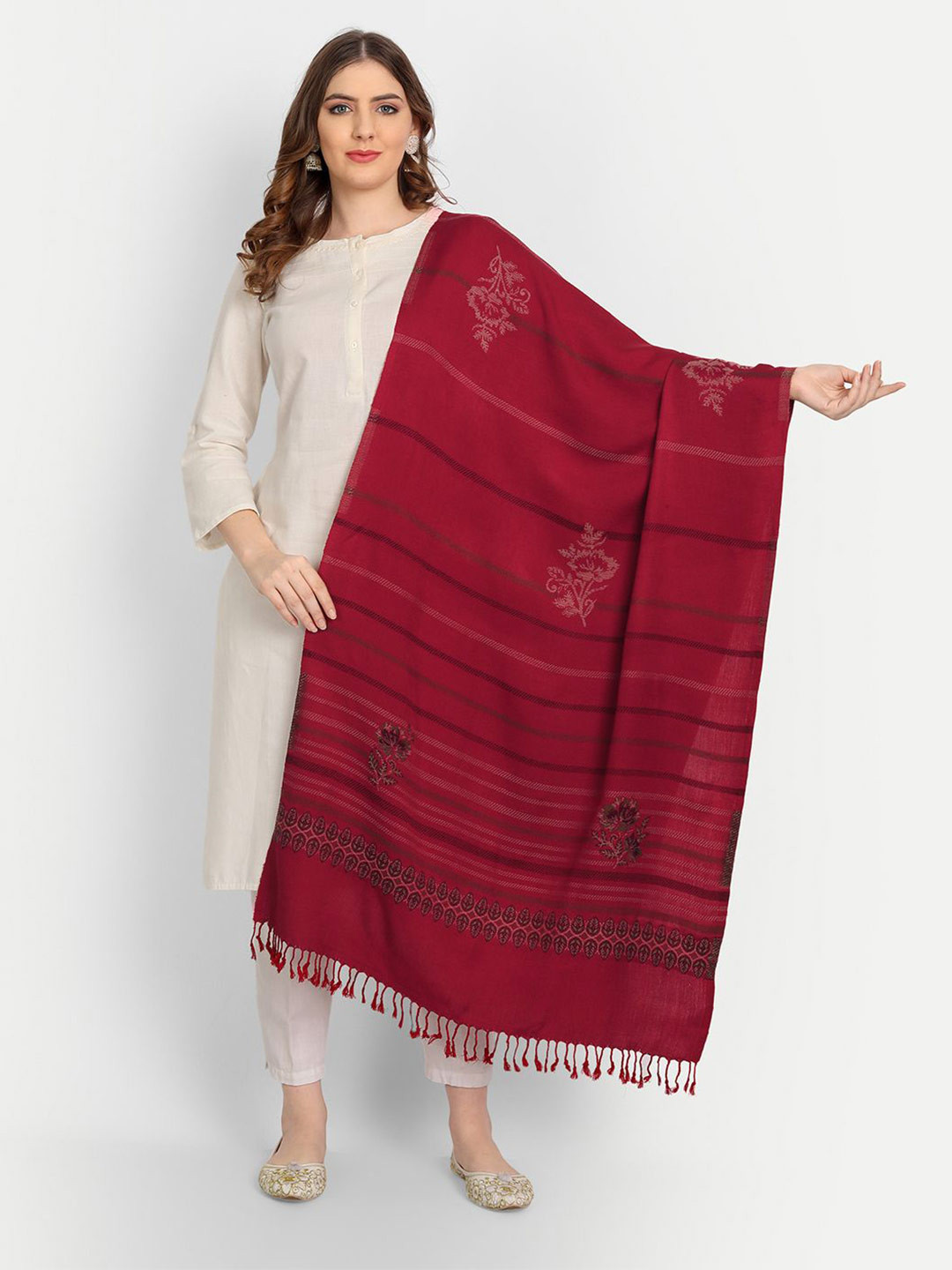 Hemkunt Women Fabric Women Pashmina Woven Design Stole