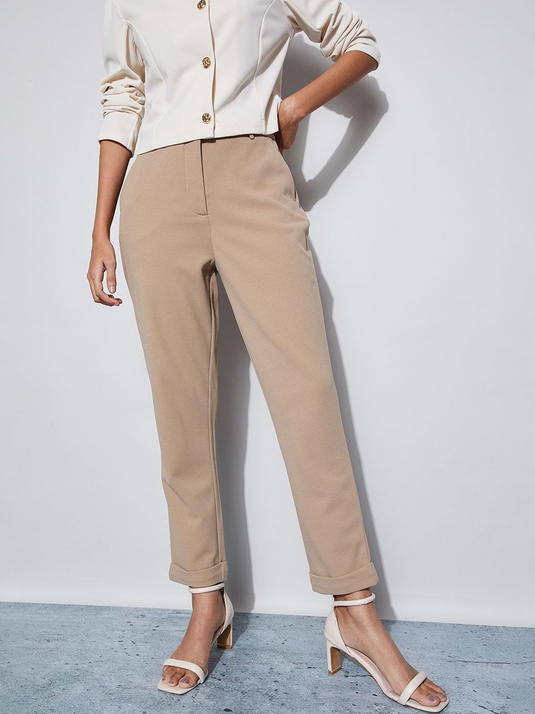 CODE by Lifestyle Women Regular Fit Flat-Front Easy Wash Trousers