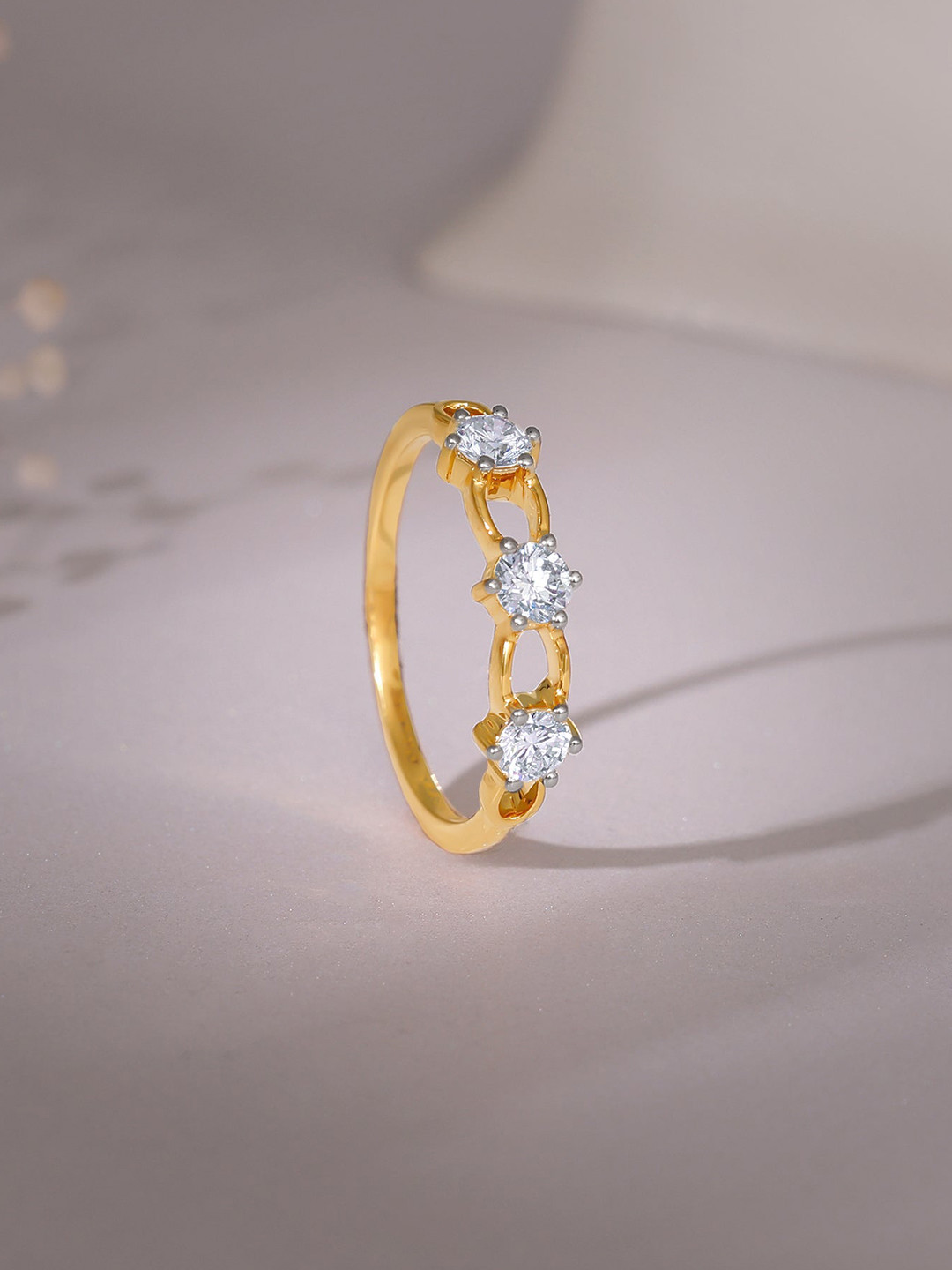 GIVA Gold Contentment Solitaire Diamond Ring-1.88 gms