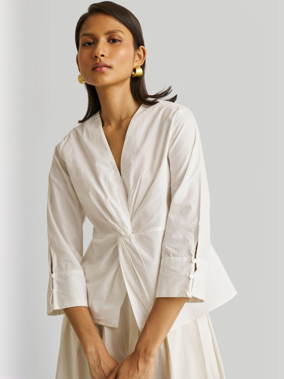Reistor Twisted Organic Cotton Wrap Top