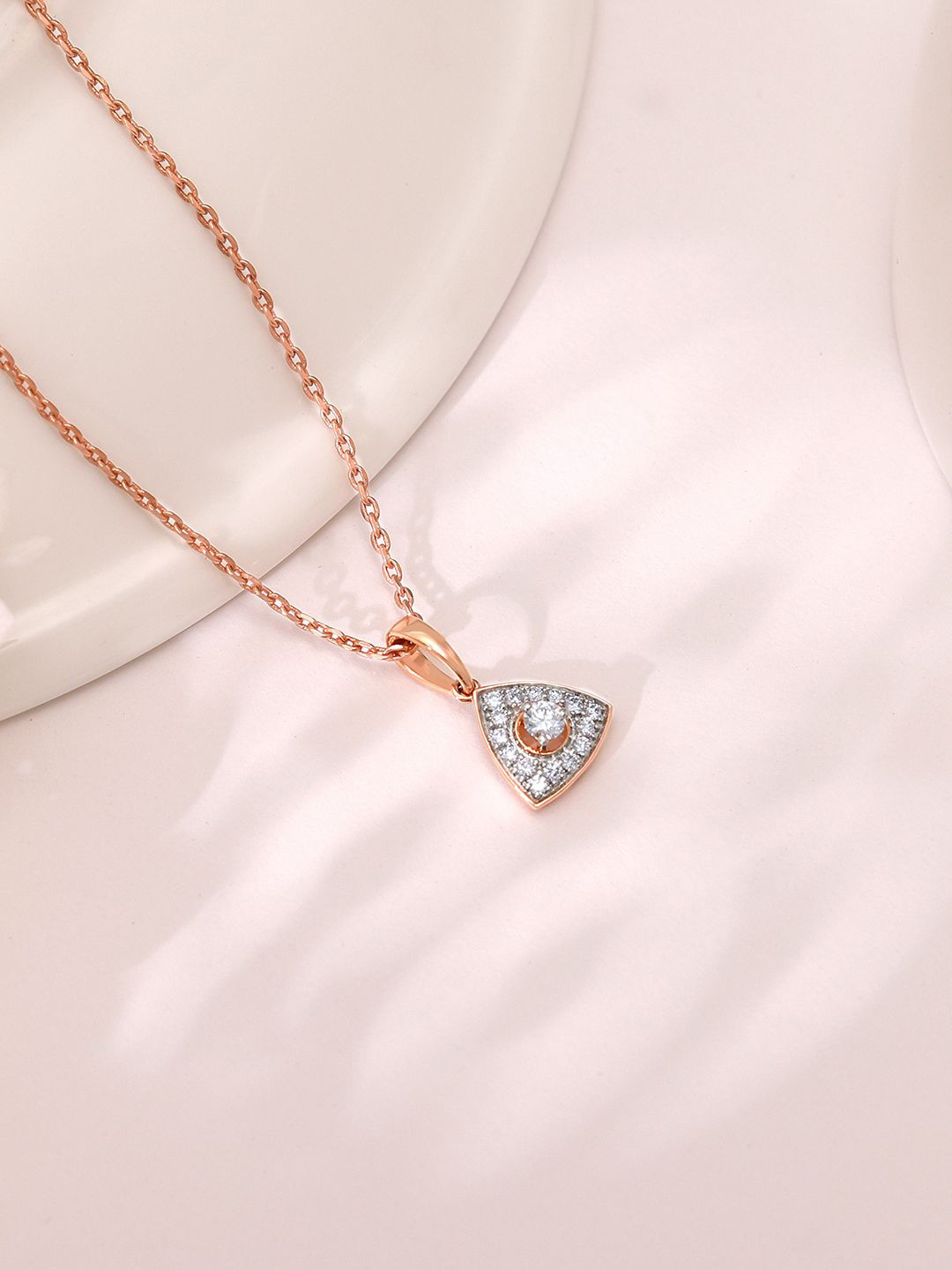 GIVA Women 18K Rose Gold Diamond Pendant