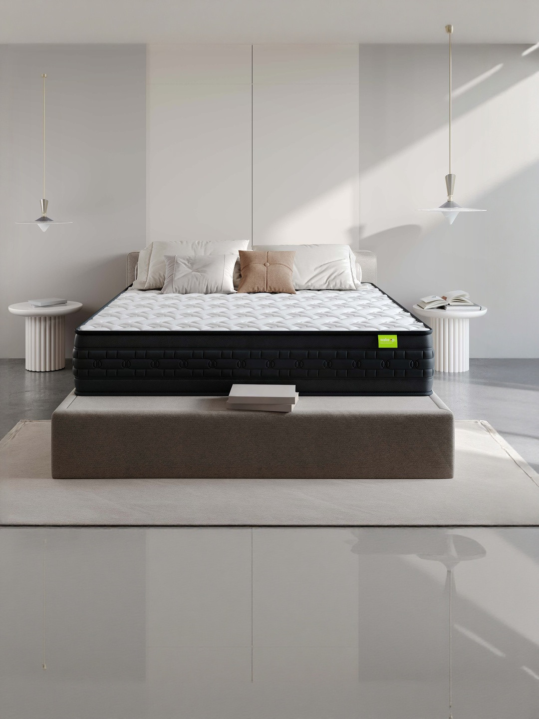 Wakeup India Riserox White & Black Quilted Zero Partner Disturbance King Size Mattress