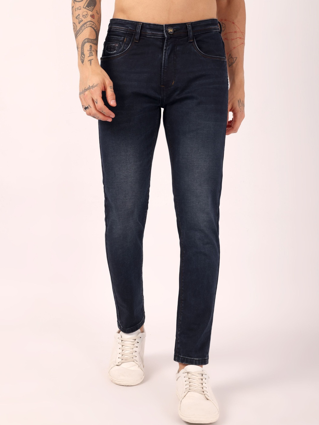 SUI DHAGA Men Slim Fit Mid-Rise Light Fade Stretchable Cotton Jeans