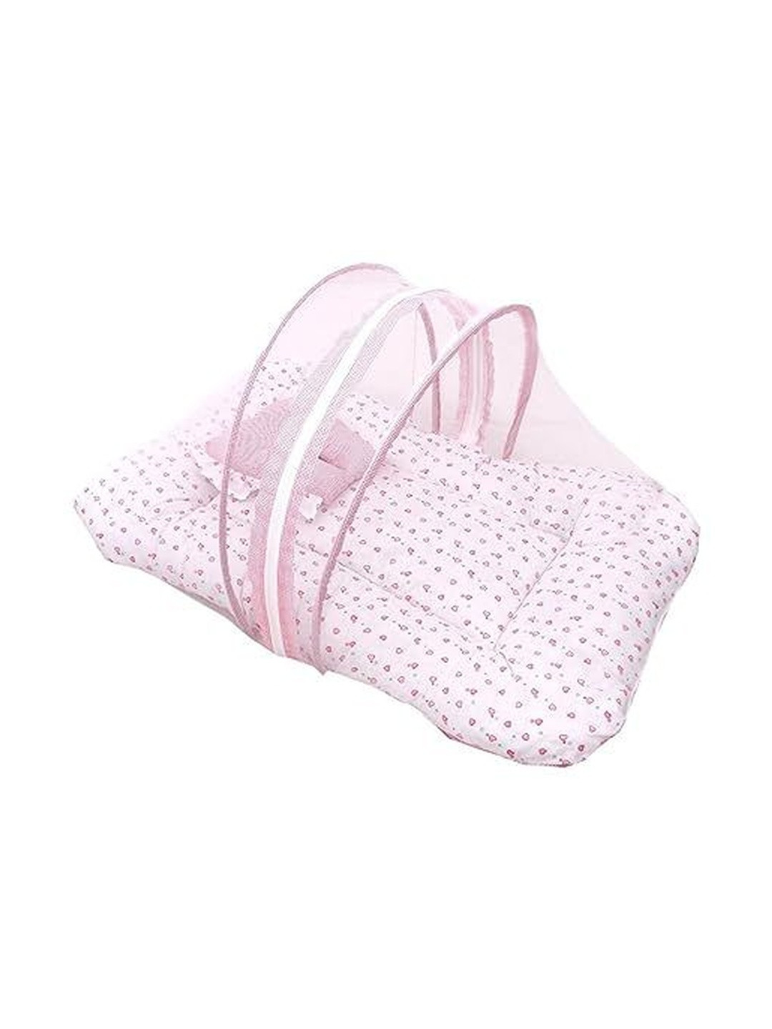 Fareto Kids Pink Printed Pure Cotton Foldable Baby Bed Set