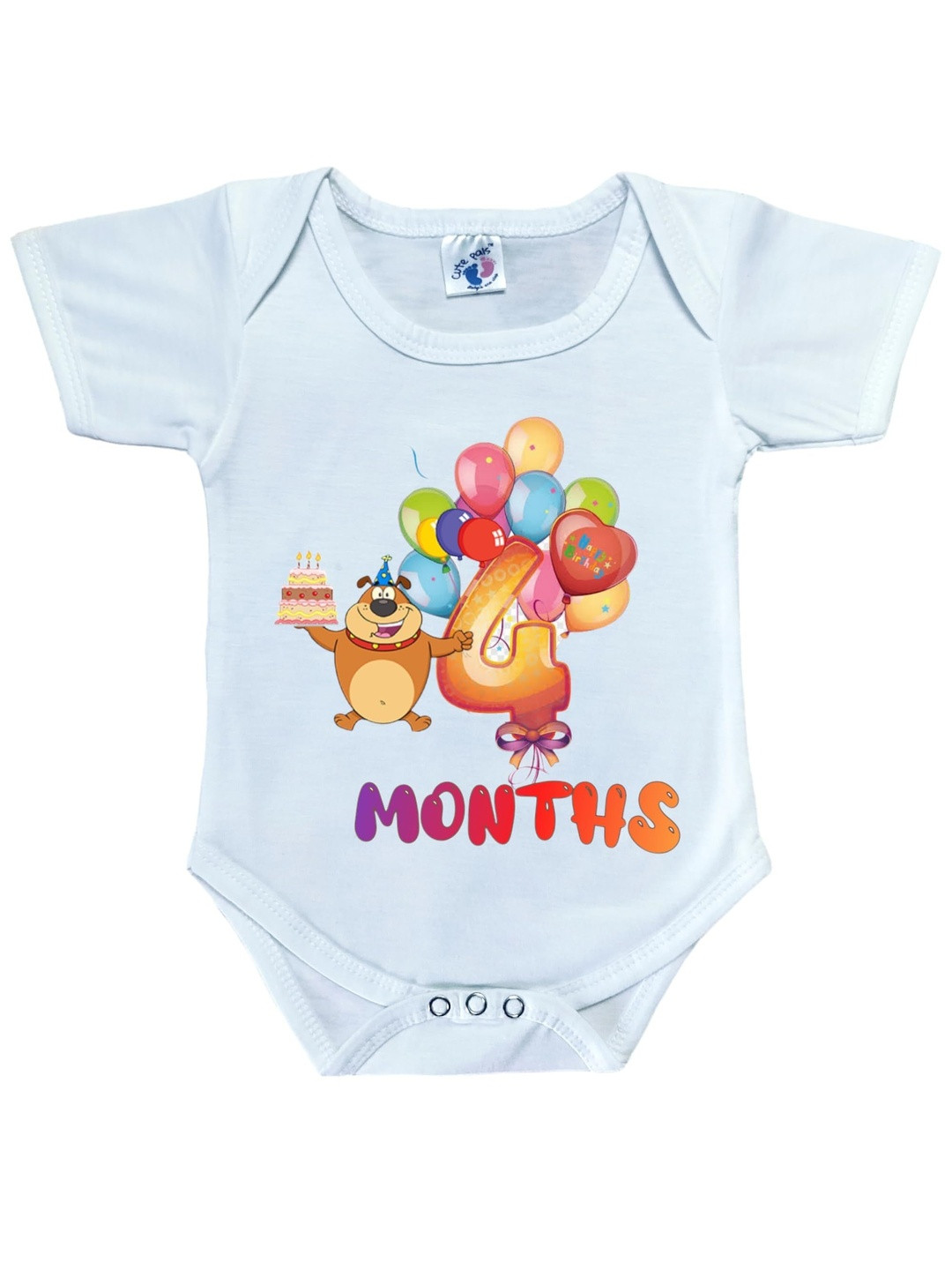 Cute Pals Kids White Printed Cotton Romper Bodysuit